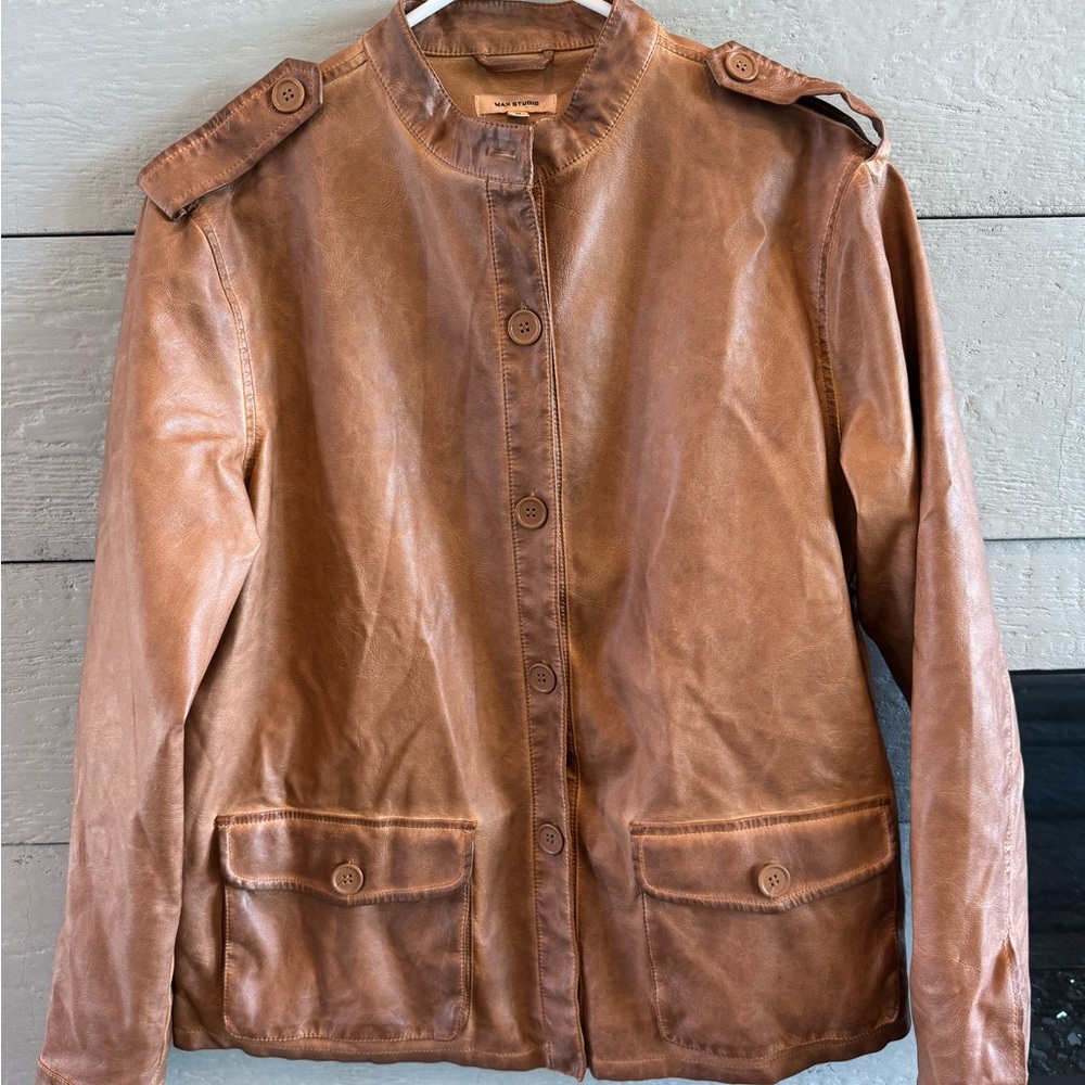 Women's Brown Faux Leather Jacket